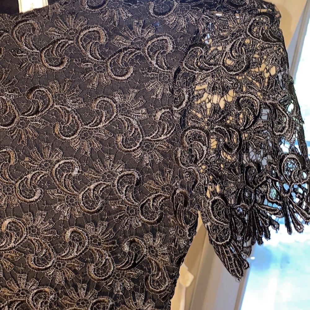 Zara Collection black lace shortsleeve dress cocktail wedding dressy NWT Small​​ - Picture 6 of 15